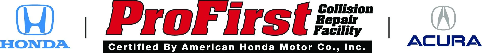 Logo for Pro First Collision Repair Facility certified by American Honda Motor Company